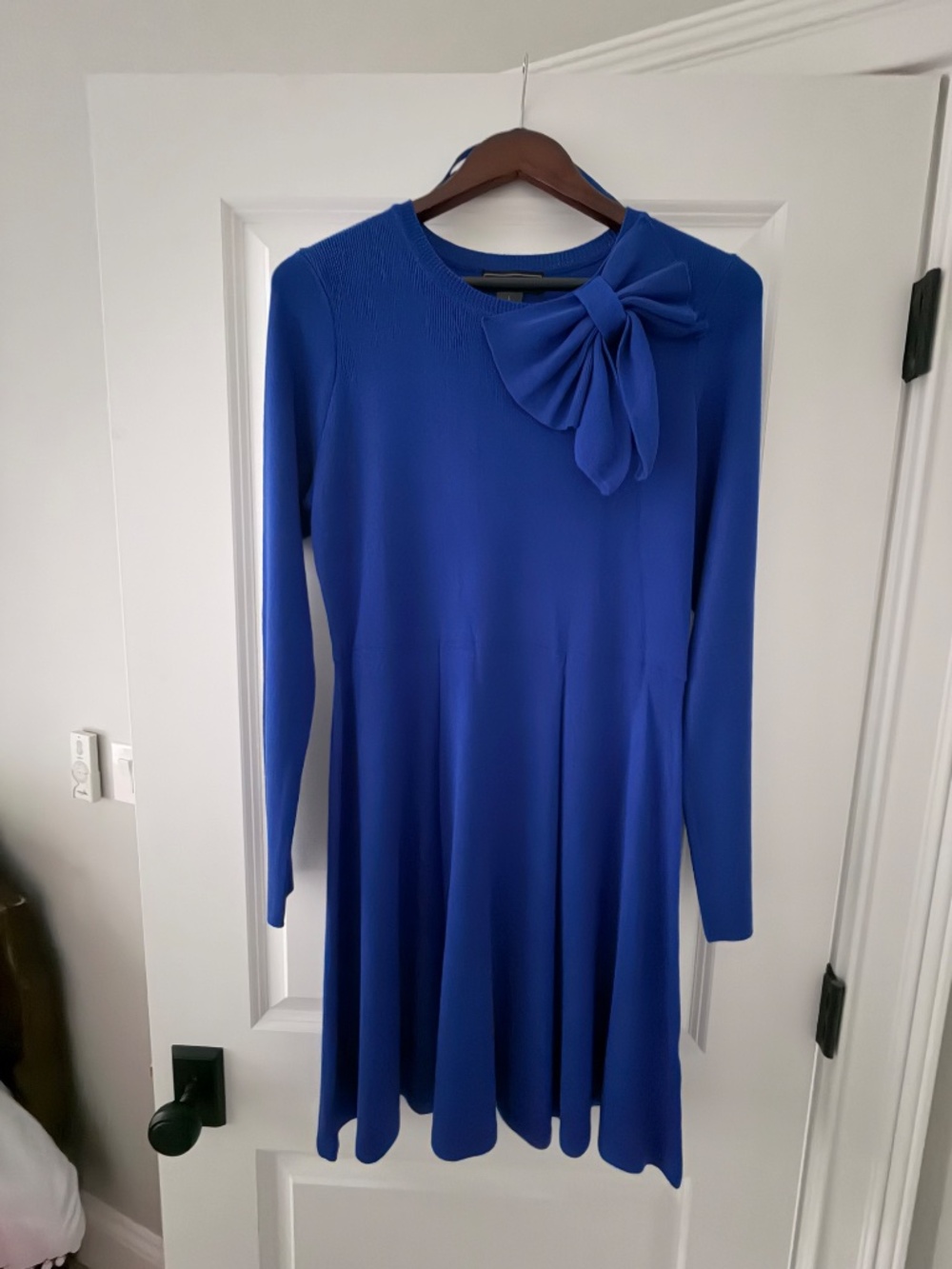 Blue Sweater Dress with Bow